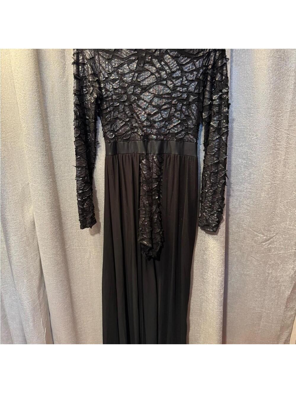 Auditions Black Textured Long Sleeve Jumpsuit